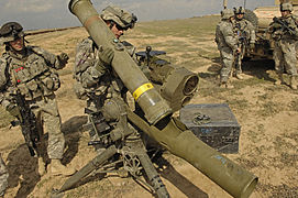 US Army soldiers assembling an ITAS (Improved Target Acquisition System) TOW Missile system, in Iraq, in 2007