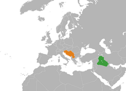 Map indicating locations of Ba'athist Iraq and Yugoslavia