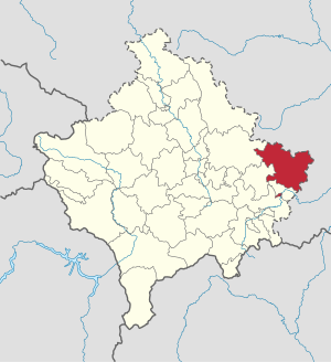 Lage der Gemeinde Kamenica im Kosovo (anklickbare Karte)