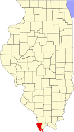 Map of Illinois highlighting Alexander County