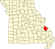 A state map highlighting Sainte Genevieve County in the southeastern part of the state.