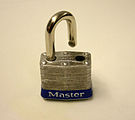 Master Lock with shackle open.