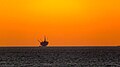 An oil drilling platform off the coast of Santa Barbara, CA