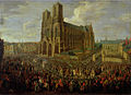 Prozession Ludwigs XV. nach seiner Krönung in der Kirche Notre-Dame de Reims, dem traditionellen Ort der Krönungszeremonien der Könige von Frankreich