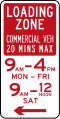 (R5-Q05) Loading Zone (Maximum of 20 Minutes for Commercial Vehicles) (used in Queensland)
