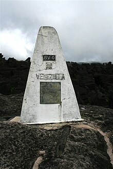 Marker on the Brazil-Venezuela-Guyana border, Monte Roraima