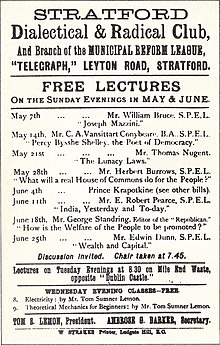 advertisement for the club showing upcoming lecturers