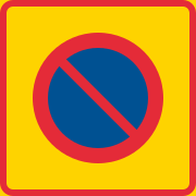 This is the Swedish traffic sign for no parking zone. The red circle with a diagonal line crossing it coveys the idea of "not allowed," and is called an ideogram.