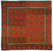 Small Tibetan sitting rug with traditional Gau (amulet) design, c. 1900