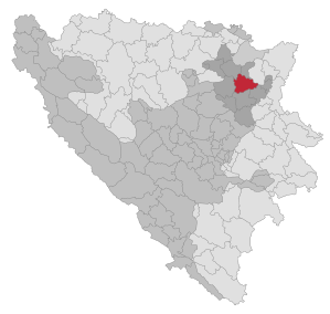 Lage der Gemeinde Tuzla in Bosnien und Herzegowina (anklickbare Karte)