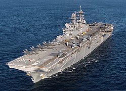 USS America (LHA-6), an amphibious assault ship and lead ship of her class, some of which are currently on order
