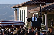 The Reverend Dr. Michael H. Wenning delivering a eulogy during a sunset interment service at the Ronald Reagan Presidential Library in Simi Valley, California on June 11, 2004