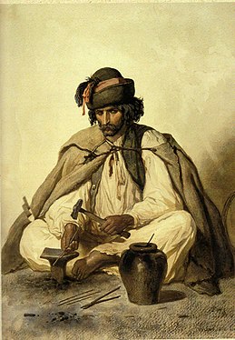 Romani blacksmith in the Matra mountains by Théodore Valério, 1852