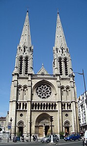 The church of Saint-Jean-Baptiste-de-Belleville in the neo-Gothic style by Jean-Baptiste Lassus (1854–59)