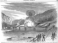 "DESTRUCTION OF THE RAILROAD BRIDGE OVER THE POTOMAC, AT HARPER'S FERRY, BY THE REBELS, JUNE 15, 1861", p.429, July 6, 1861