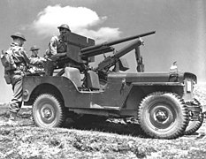 Willys Jeep with a 37 mm gun M3 and M1917A1 machinegun of the US Army's 3rd Infantry in Newfoundland
