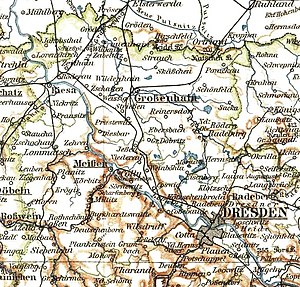 Lage der Amtshauptmannschaft Meißen 1895