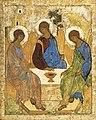 Andrei Rublev's Trinity, representing the Father, Son and Holy Spirit in a similar manner.