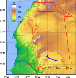 Location of the Aoukar basin in Mauritania