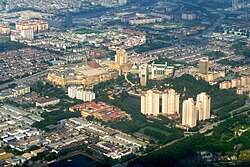 Aerial view of Sunway City, looking northeast, in 2011