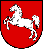 Widukind's White Steed as ensign of the Duchy of Saxony, claimed by the House of Welf from 1361, adopted by the Electorate of Hanover