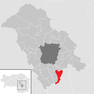Lage der Gemeinde Fernitz-Mellach im Bezirk Graz-Umgebung (anklickbare Karte)