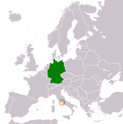 Map indicating locations of Germany and Holy See