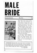 Male Bride, an example of erotic gay pulp fiction. The Book Service is frank in its description of the book as mere "purple passion" and a "time killer".