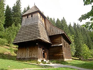 Wooden church at the Open Air Museum, Zuberec – Brestová