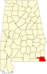 Map of Alabama highlighting Houston County