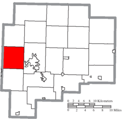 Location of Adams Township in Guernsey County
