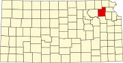 Map of Kansas highlighting Jackson County