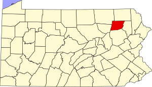 Map of Pennsylvania highlighting Wyoming County