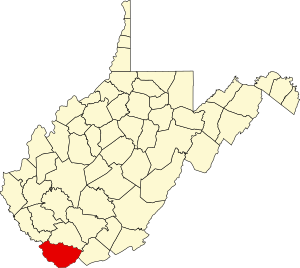 Map of West Virginia highlighting McDowell County