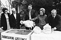 First Lady Pat Nixon accepting a turkey on behalf of her husband, 1973