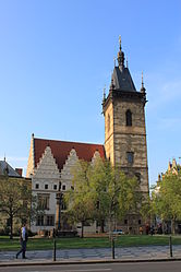 The Novoměstská radnice (lit. 'New Town Hall'), site of the 1419 defenestrations