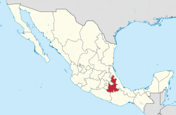 Location of Puebla State in Mexico