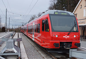 Red train with coaches