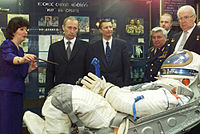 Russian president Vladimir Putin in the House of Memorial Museum of Cosmonautics on Cosmonautics Day 2001