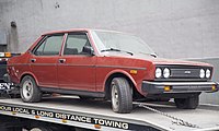 US-spec 1976 Fiat 131 four-door, showing the larger bumpers used to meet strict federal safety standards.