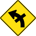 (W2-15) Crossroad intersection on a curve to left