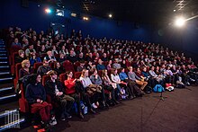 a packed cinema auditorium at the Cambridge film festival