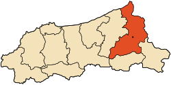 Map of Jijel Province highlighting El Milia District