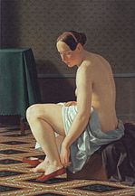 Naked Woman Putting on her Slippers (1843)