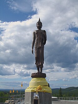 Statue at the buddhist temple construction site in Fredrika