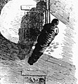 A wrapped corpse being lowered by rope from the Asch Building following the Triangle fire