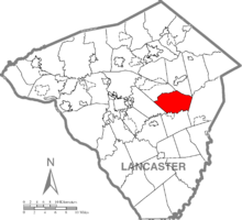 Map of Lancaster County, Pennsylvania highlighting Leacock Township