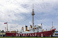 Lightship Overfalls and the 1884 Lewes Life Saving Station are co-located in a city park in Lewes Delaware