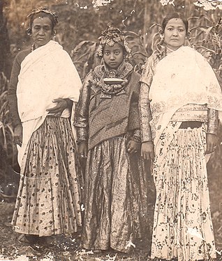 Newar bride flanked by two women in 1941.