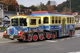 A Hino Ranger semi-trailer bus in Japan